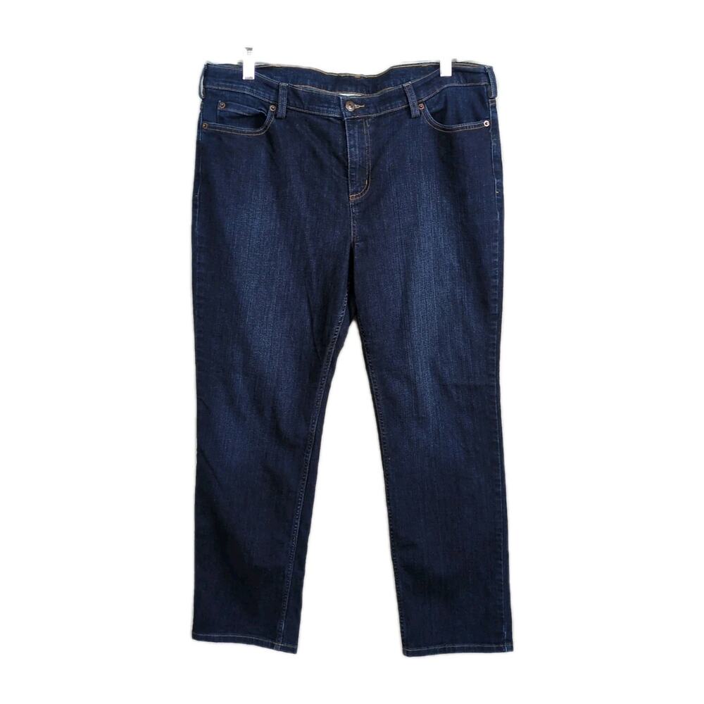 DULUTH TRADING CO Daily Denim Slim Leg Jeans Dark Wash Stretch Women's 18 x 29